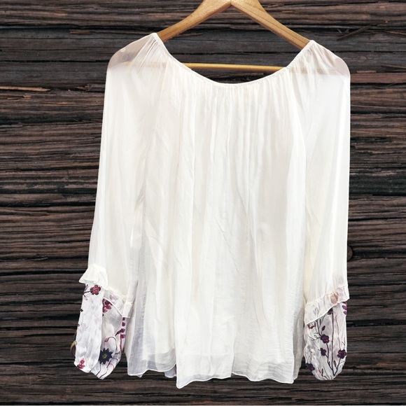 Tempo Paris White Relaxed Ruffled Blouse - Picture 2 of 4